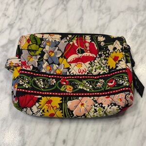 Vera Bradley Red and Green Floral Quilted Cosmetic Bag